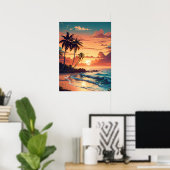 Tropisch strand Sunset Poster (Thuiskantoor)