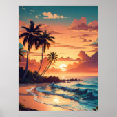 Tropisch strand Sunset Poster (Voorkant)