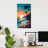 Tropisch strand Sunset Poster (Thuiskantoor)