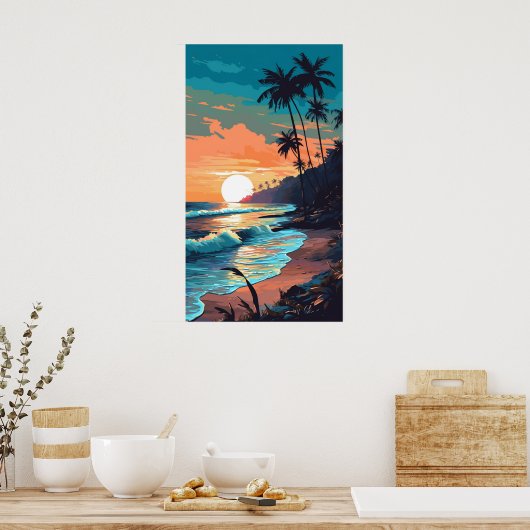 Tropisch strand Sunset Poster (Keuken)