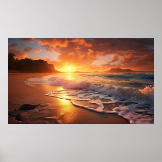 Tropisch strand Sunset Poster (Voorkant)
