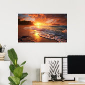 Tropisch strand Sunset Poster (Thuiskantoor)