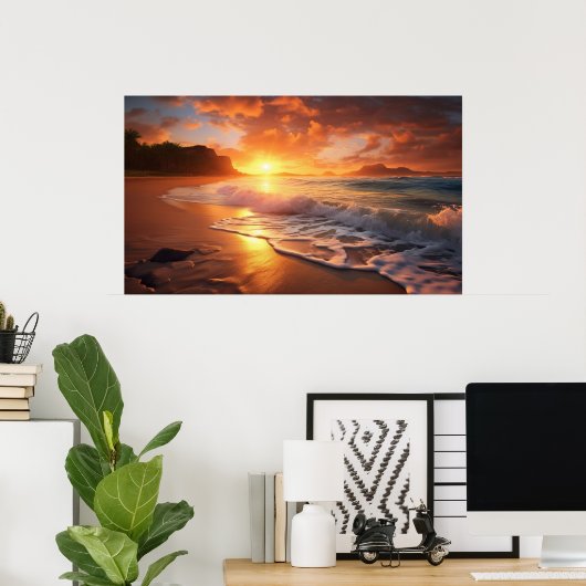 Tropisch strand Sunset Poster (Thuiskantoor)