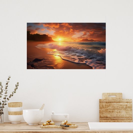 Tropisch strand Sunset Poster (Keuken)