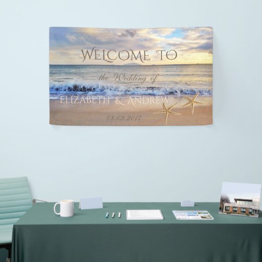 Tropisch strand Sunset, Seastar Wedding Banner (Beurs)