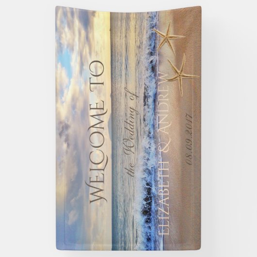 Tropisch strand Sunset, Seastar Wedding Banner (Verticaal)