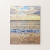 Tropisch strand Sunset Zeeen sterren Legpuzzel (Verticaal)