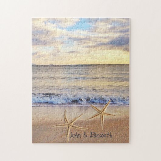 Tropisch strand Sunset Zeeen sterren Legpuzzel (Verticaal)