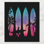 Tropisch strand Surf Surfboard Surfred Surfer Ocea Wijn Etiket (Enkel label)