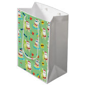 Tropisch strand surfende kerstman Cute kerst Medium Cadeauzakje (Voorkant Gekanteld)