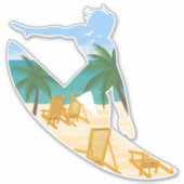 Tropisch strand surfer dude oceaansporten sticker (Voorkant)