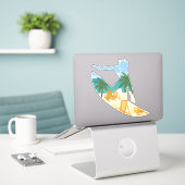 Tropisch strand surfer dude oceaansporten sticker (Laptop op bureau)