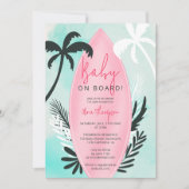 Tropisch strand surfplank palmboom Baby shower Kaart (Voorkant)