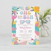 Tropisch strand surfplank palmboom Baby shower Kaart (Staand voorkant)