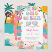 Tropisch strand surfplank palmboom Baby shower Kaart (Voorkant / Achterkant)