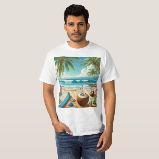 Tropisch strand t-shirt (Voorkant volledig)