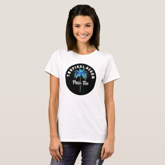 Tropisch strand T-shirt palmboom Golf (Voorkant volledig)