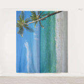 Tropisch strand tafereel palmbomen achtergrond wandkleed (Voorkant)