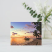 Tropisch strand Tahiti Sunset Briefkaart (Staand voorkant)