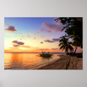 Tropisch strand Tahiti Sunset Poster
