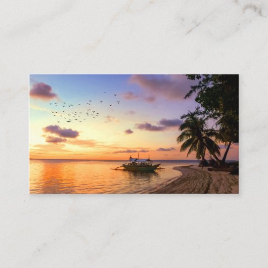Tropisch strand Tahiti Sunset Visitekaartje (Voorkant)
