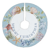 Tropisch strand thema Blauwe kerst Imitatie Linnen Kerstboom Kleed (Voorkant)