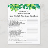 Tropisch strand thema bruidsfeest trivia vraag flyer (Voorkant)