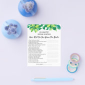 Tropisch strand thema bruidsmeisjesfeest trivia vr flyer (Enkel)