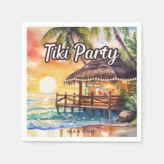 Tropisch strand Tiki-feestcocktail Servet (Voorkant)