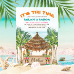 Tropisch strand Tiki Luau Couples Shower Kaart<br><div class="desc">Het Tropisch luau-thema koppelt een doucheuitnodiging met een waterverf tiki op het strand (compleet met een papegaai en cocktails) omgeven door palmbomen en tikikkerken, met "Aloha" en "Het is Tiki Time"-onderschriften in eilandlettertypen. Dit kan voor een baby- of trouwdouche zijn en wordt getoond als een uitnodiging voor paren, maar je...</div>