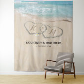 Tropisch strand trouwfoto achtergrond wandkleed (In situ)