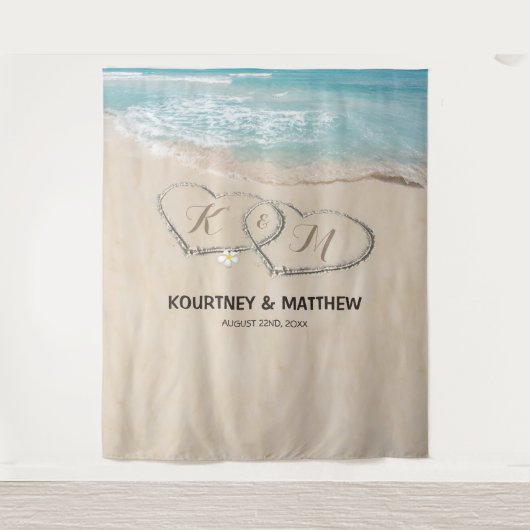 Tropisch strand trouwfoto achtergrond wandkleed (Voorkant)