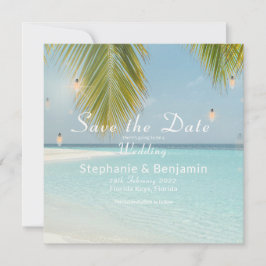 Tropisch strand Turquoise Palm Tree Square Flat Save The Date