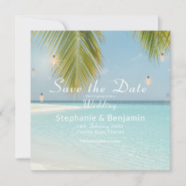 Tropisch strand Turquoise Palm Tree Square Flat Save The Date