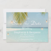 Tropisch strand Turquoise palmen trouwdag Save The Date (Voorkant)