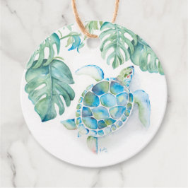 Tropisch strand turquoise zee schildpad aquarel bedankjes labels