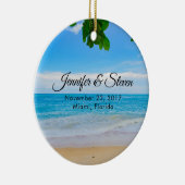 Tropisch strand Vacation Island Wedding Keramisch Ornament (Rechts)