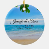 Tropisch strand Vacation Island Wedding Keramisch Ornament (Achterkant)