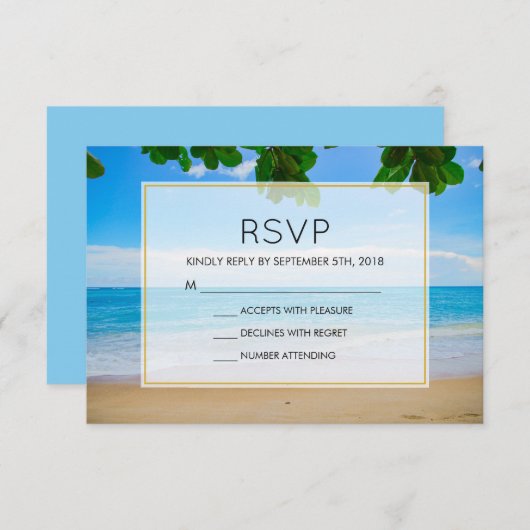 Tropisch strand Vacation Island Wedding RSVP (Voorkant / Achterkant)
