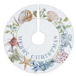 Tropisch strand van de kuststrook, thema kerst imitatie linnen kerstboom kleed