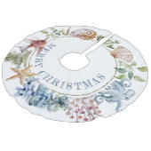 Tropisch strand van de kuststrook, thema kerst imitatie linnen kerstboom kleed (Gekanteld)