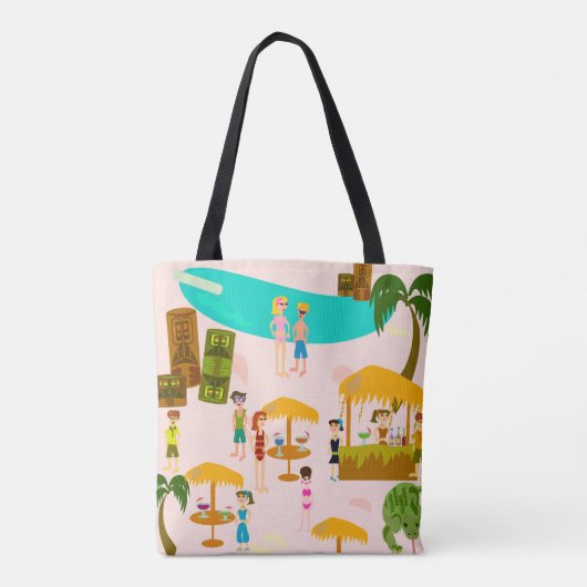 Tropisch strand van Pool Tote Bag (Achterkant)