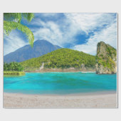 Tropisch strand van Sandy Beach Palm Tree Paradise Cadeaupapier (Vlak)