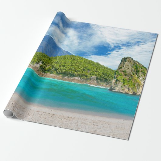 Tropisch strand van Sandy Beach Palm Tree Paradise Cadeaupapier (Uitgerold)