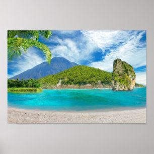 Tropisch strand van Sandy Beach Palm Tree Paradise Poster