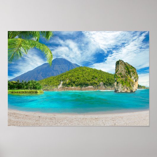 Tropisch strand van Sandy Beach Palm Tree Paradise Poster (Voorkant)
