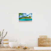 Tropisch strand van Sandy Beach Palm Tree Paradise Poster (Keuken)