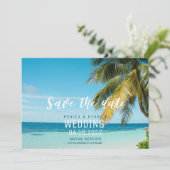 Tropisch strand Verloving Foto bruiloft Save The Date (Staand voorkant)