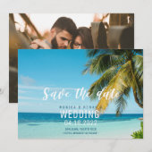 Tropisch strand Verloving Foto bruiloft Save The Date (Voorkant / Achterkant)
