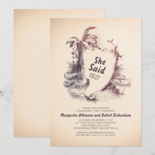 tropisch strand | Verlovingsfeest Kaart (Voorkant / Achterkant)